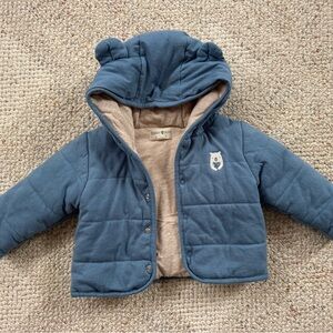 Cozy Blue Bear-Detail Puffer Jacket for Kids